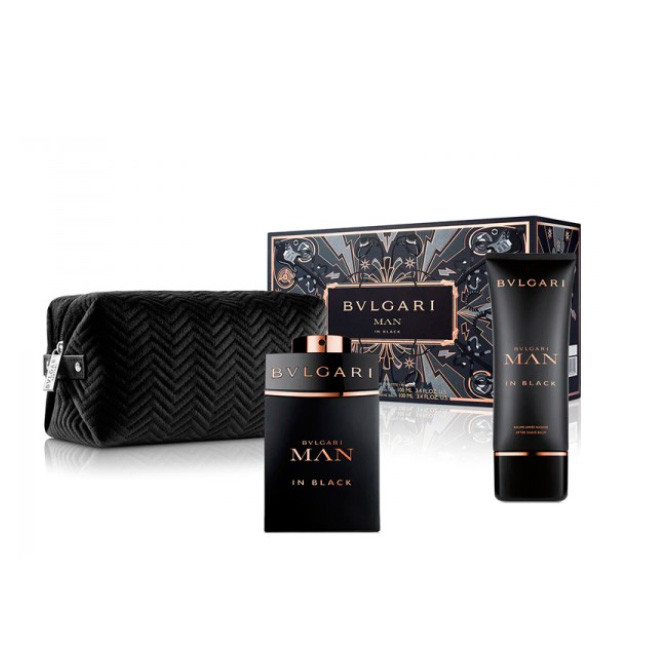 Bvlgari Man In Black Eau De Parfum 100ml Spray + 100ml A/balm + Pouch