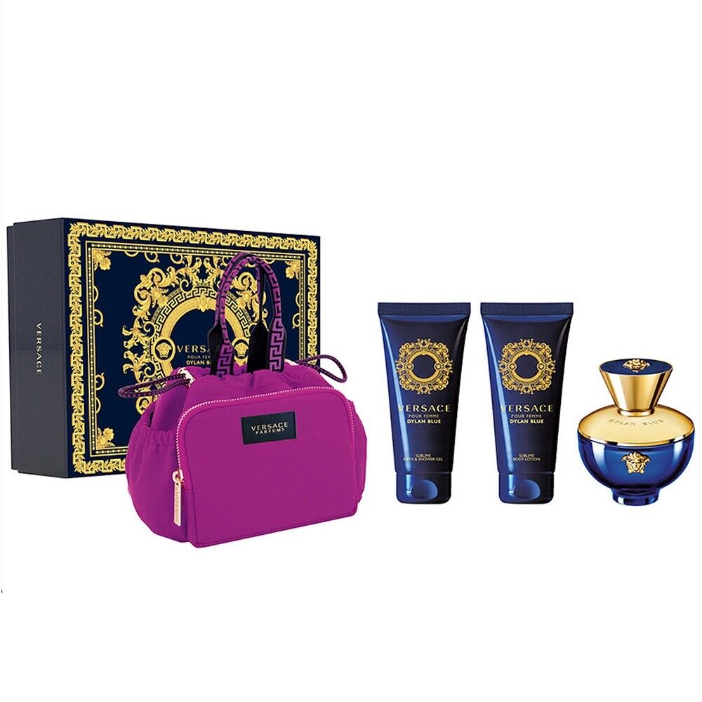 Versace Dylan Blue Pour Femme Eau de Parfum 100ml Spray 4 Pieces Set